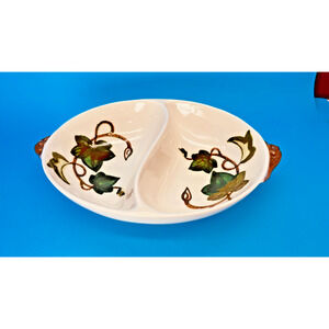 Vintage Metlox Poppytrail Divided Serving Dish Ivy Pattern California Pottery